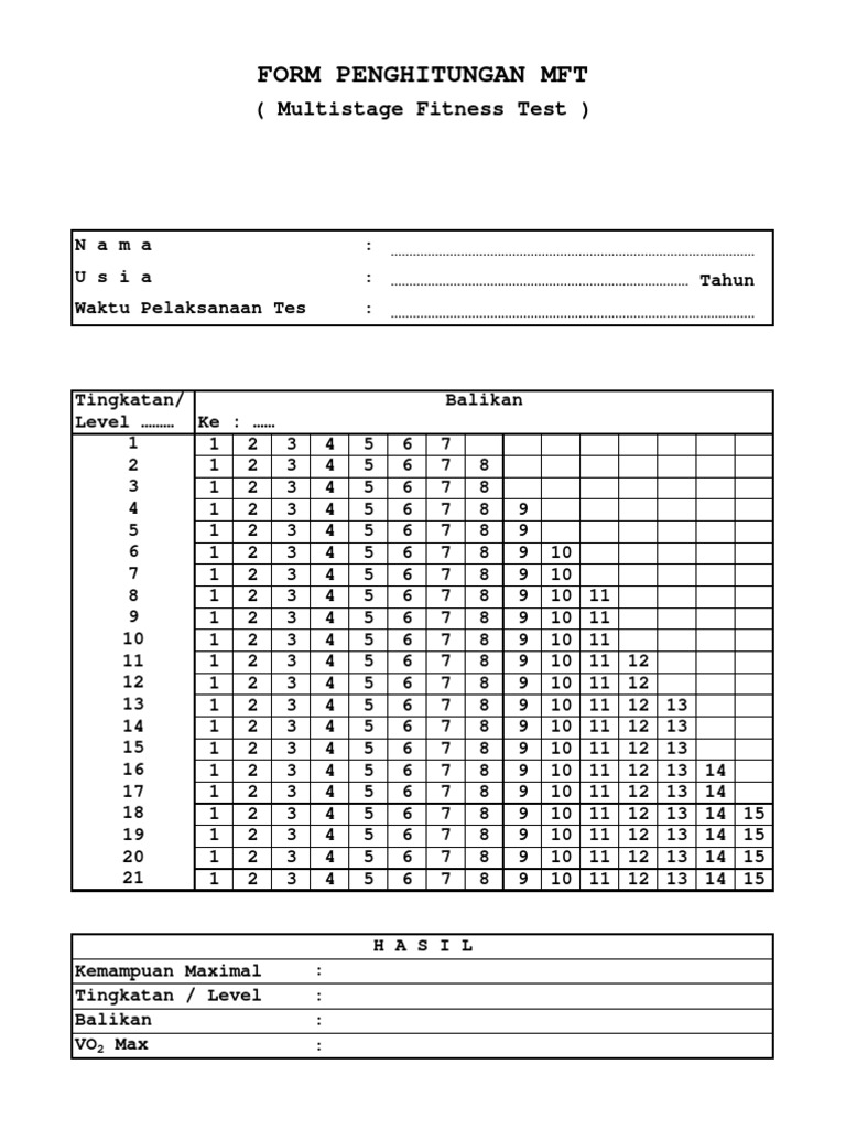 Formulir Penghitungan Tes MFT | PDF
