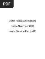 Download daftar harga spare parts Honda Tiger by m3lv1nht SN14033263 doc pdf