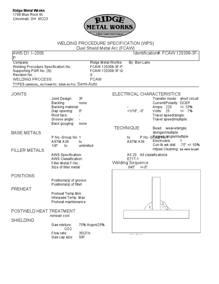 WPS Fcaw PDF | PDF