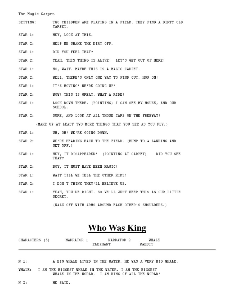 Readers Theater For Grade One | PDF