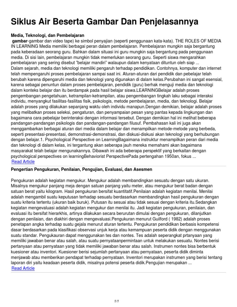 Siklus Air Beserta Gambar Dan Penjelasannyapdf