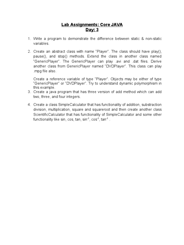 Day Core JAVA Write A Program To Demonstrate The Difference Between ...