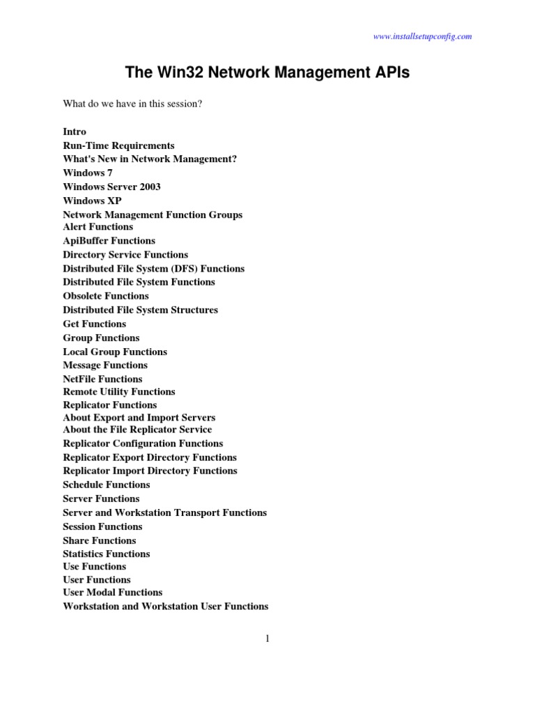 Win32 Network Management APIs Overview | PDF | Active Directory ...