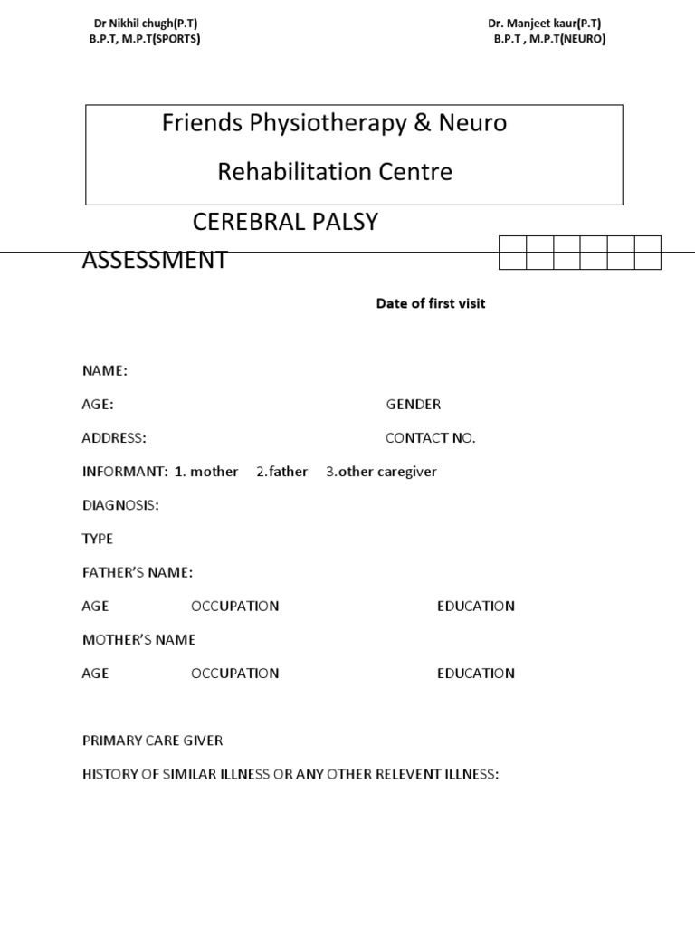 Cerebral Palsy Assessment Form | PDF