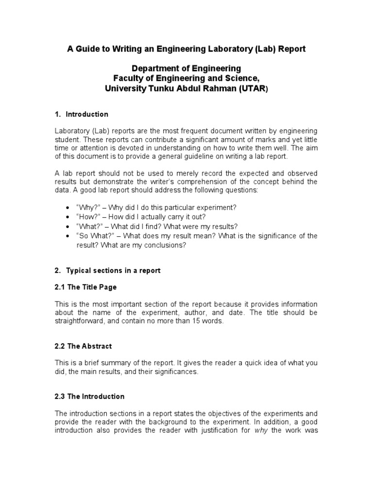 Guidelines For Lab Report | PDF