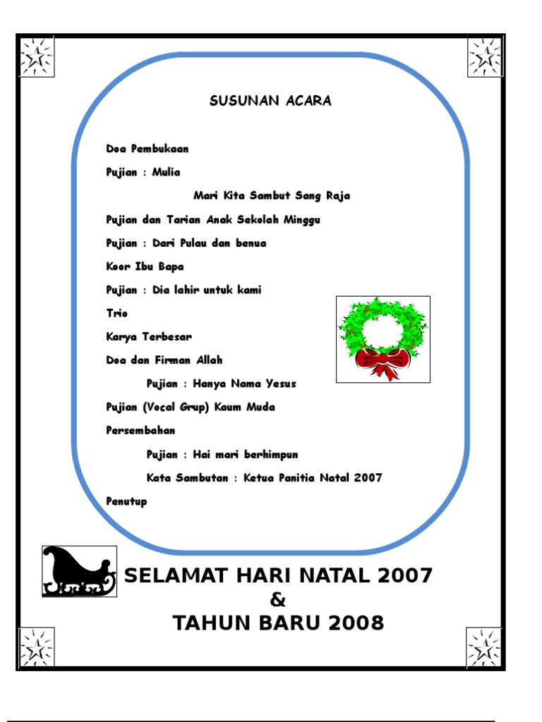 Featured image of post Contoh Susunan Acara Natal Pada saat akan dilangsungkannya sebuah acara baik itu merupakan acara formal maupun informal pada dasarnya selalu