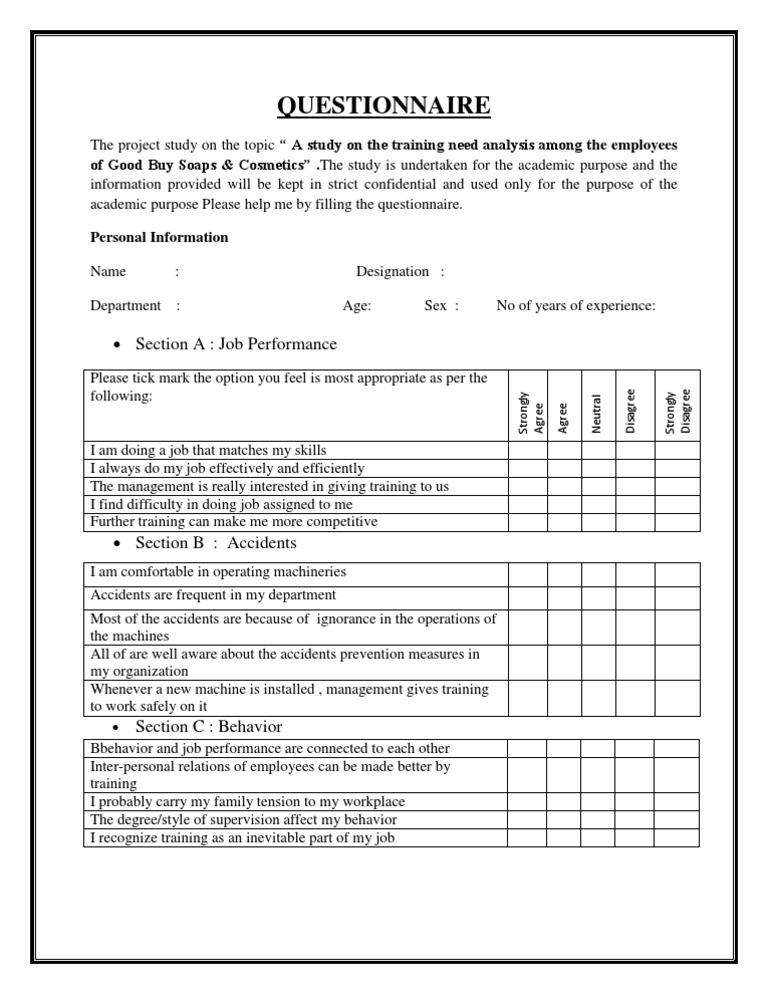 Questionnaire: Section A: Job Performance | PDF | Career & Growth