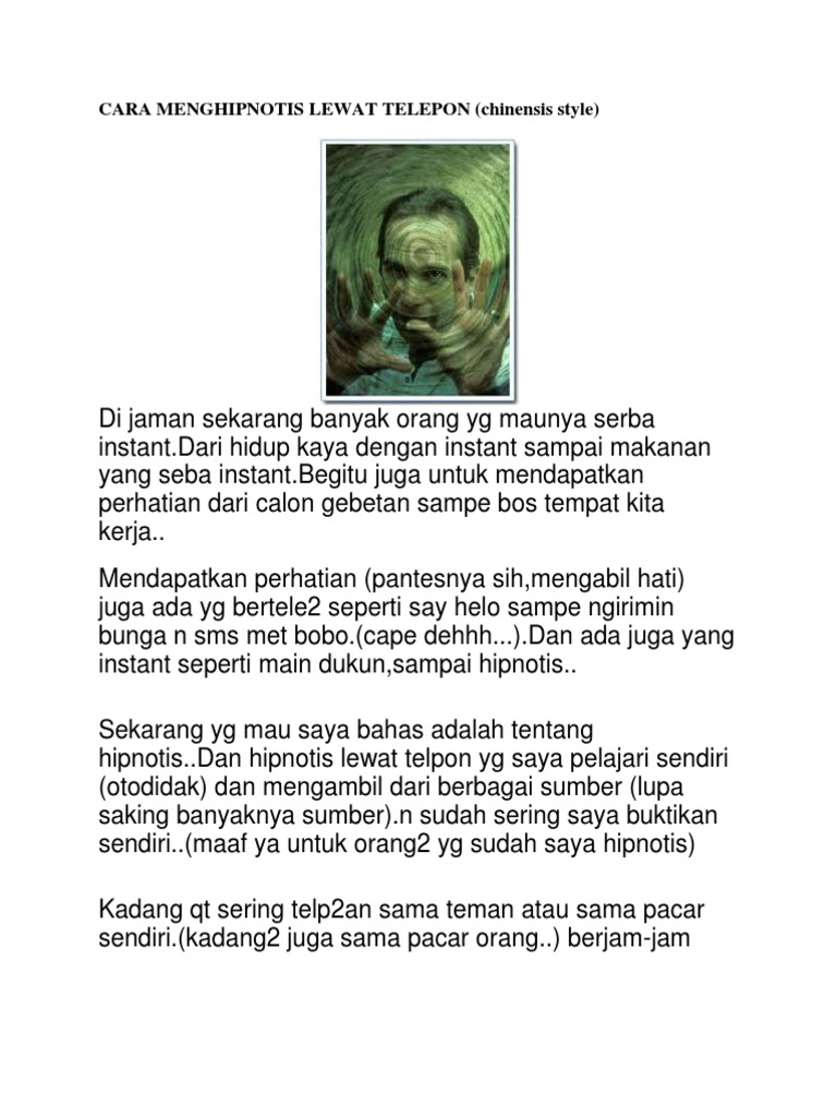 Cara Menghipnotis Lewat Telepon | Pdf