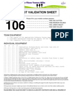 Kit List Validation Sheet: Team Equipment