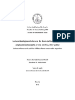 Lectura Ideológica Del Discurso Del Diario La Nación Sobre La Ampliación Del Derecho Al Voto en 1912, 1947 y 2012. La Desconfianza en Lo Político Del Liberalismo-Conservador Argentino