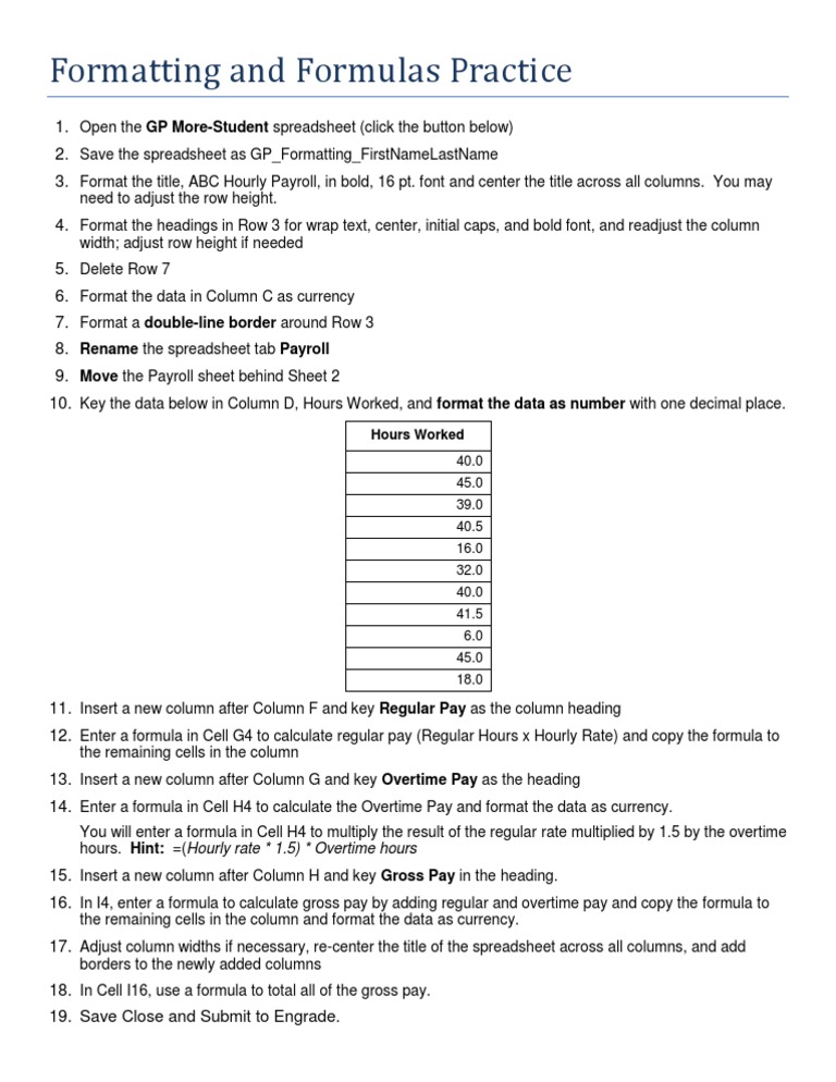 Formating Formulas Practice | PDF