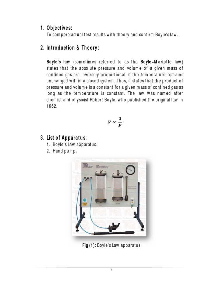 Boyle's Law Experiment Analysis | PDF | Pressure Measurement | Pressure