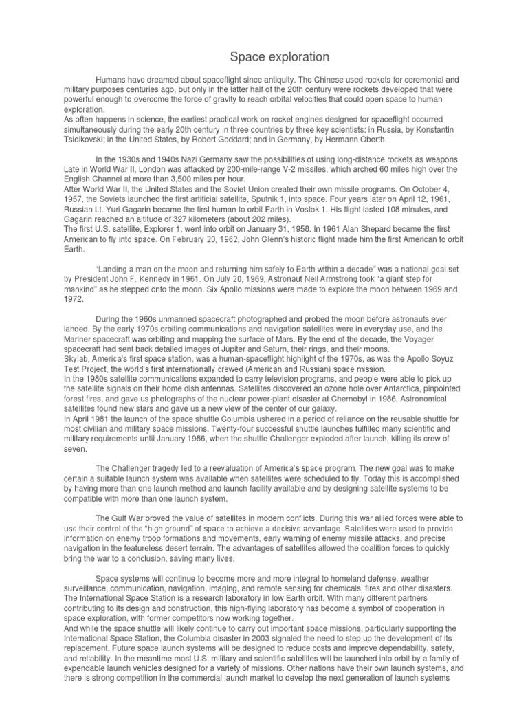 Space Exploration Pdf Space Exploration Satellite