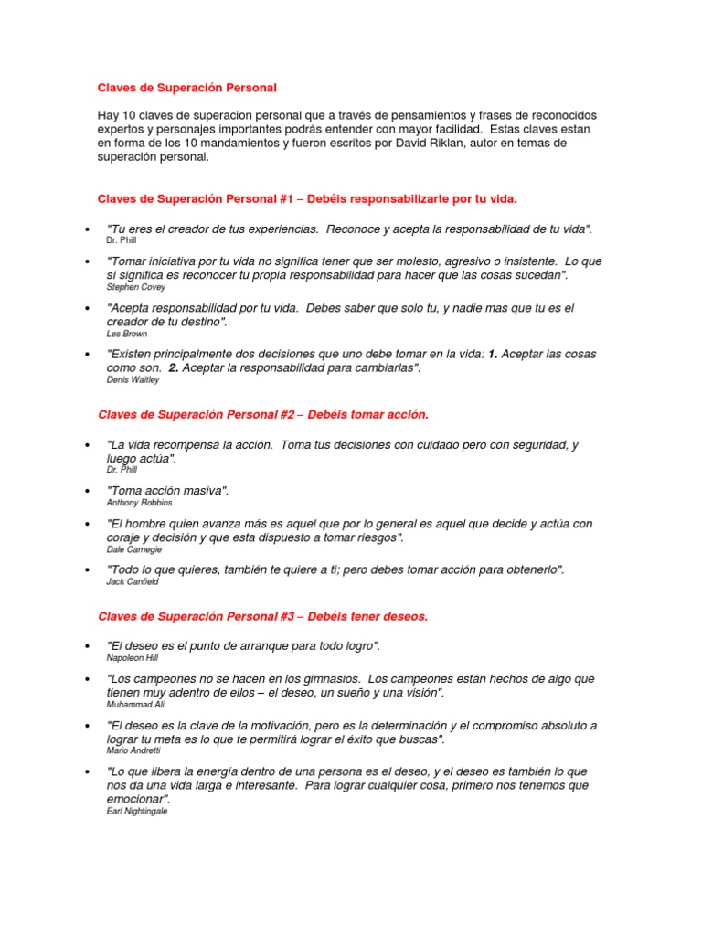 Claves para la Superación Personal | PDF | Desarrollo personal | Palabra