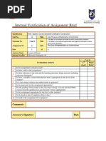 Internal Verification of Assignment Brief: Comments