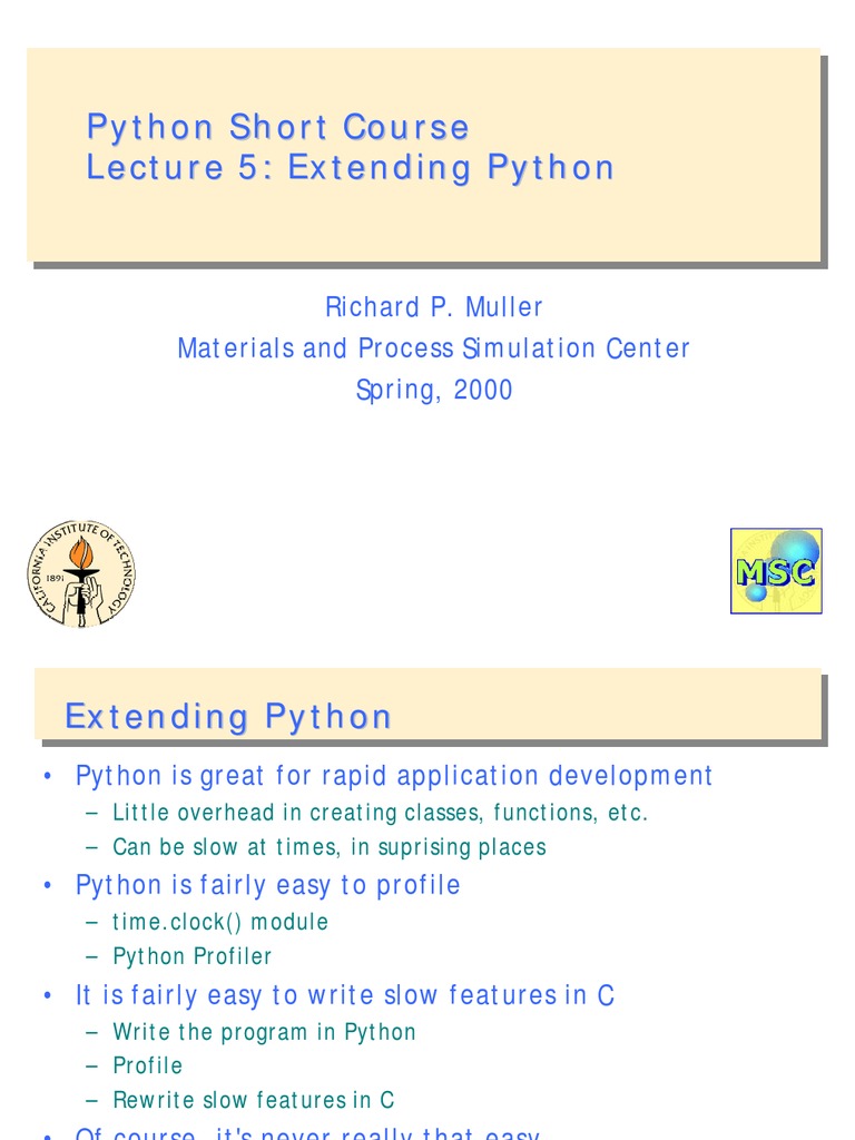 Python Short Course Lecture 5: Extending Python | PDF | Python ...