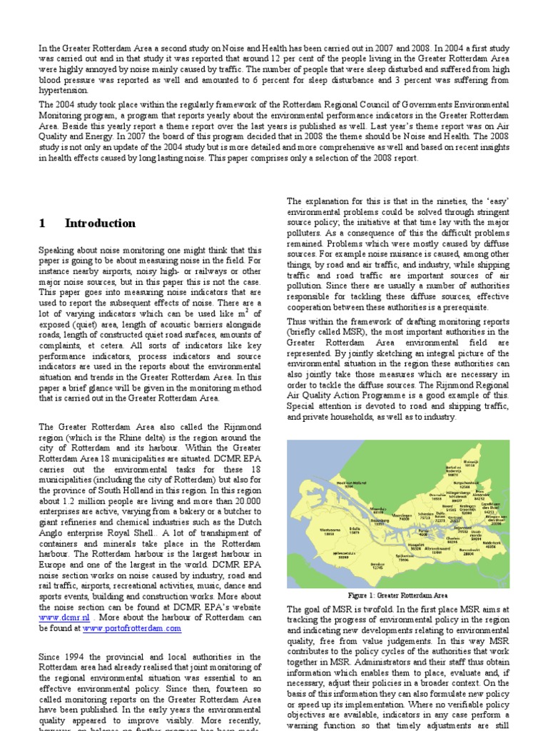 Noise and Health in The Greater Rotterdam Area PDF Noise Netherlands