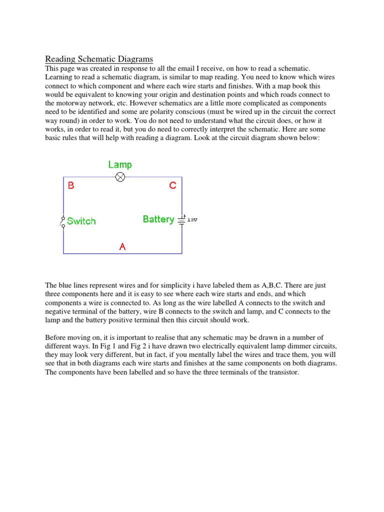 Reading Schematic Diagrams | Download Free PDF | Electronic Circuits