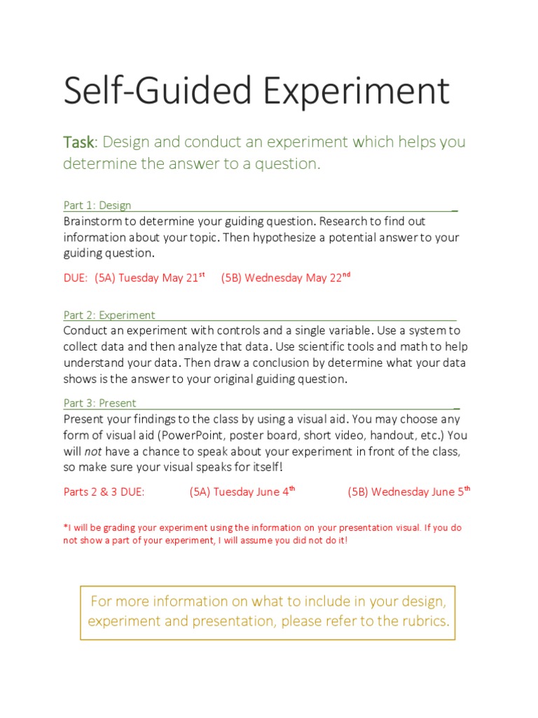 Self-Guided Science Experiment Guide | PDF | Experiment | Hypothesis