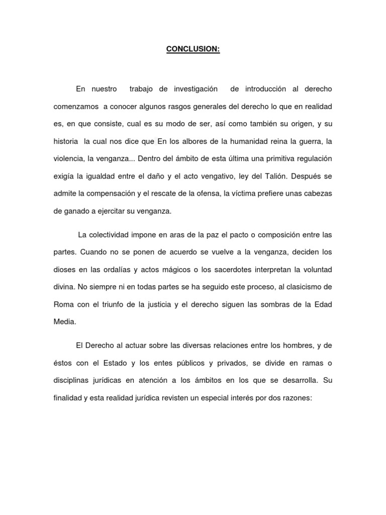 CONCLUSION Introduccion Al Derecho | Justicia | Crimen y violencia