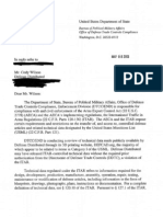 Letter from Department of State to Defense Distributed