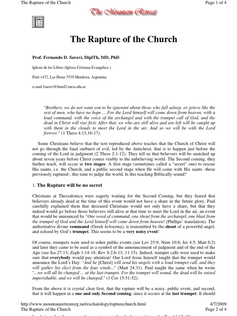 Understanding the Rapture Doctrine | PDF | Rapture | Second Coming