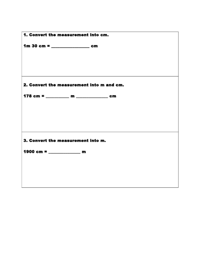 Measurement Conversion Practice | PDF | Teaching Methods & Materials ...