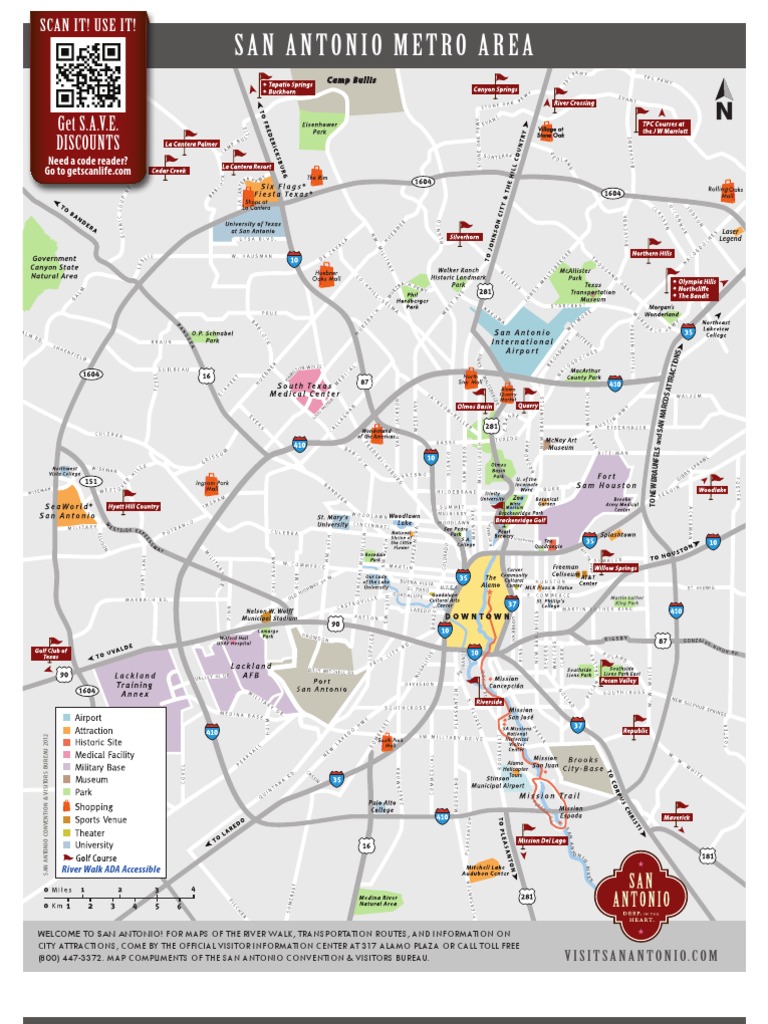 San Antonio Downtown Map  PDF  San Antonio  Tourism And Leisure