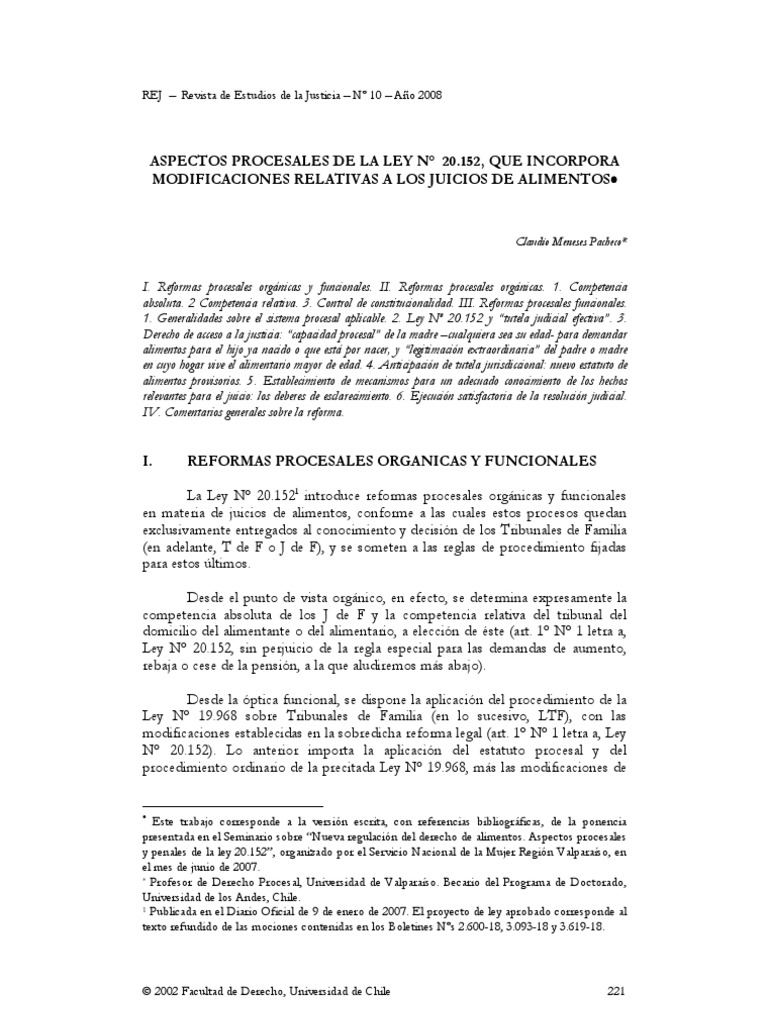 Reforma Procesal Alimentos PDF Ley procesal Evidencia (ley)