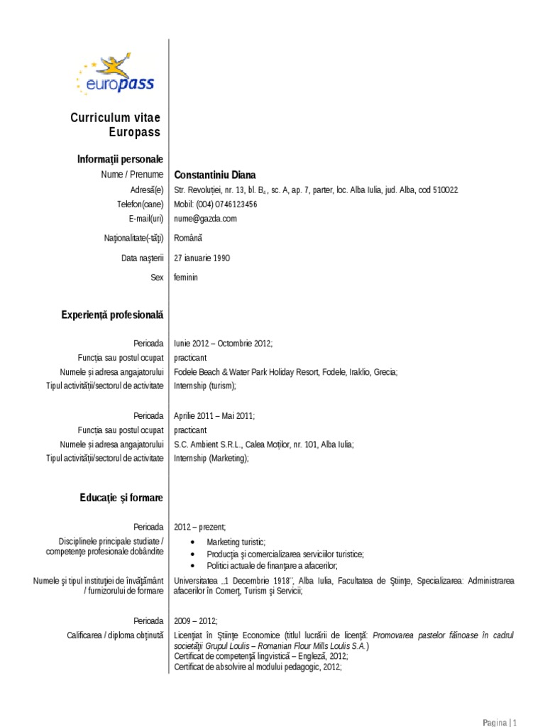 Curriculum vitae completate image
