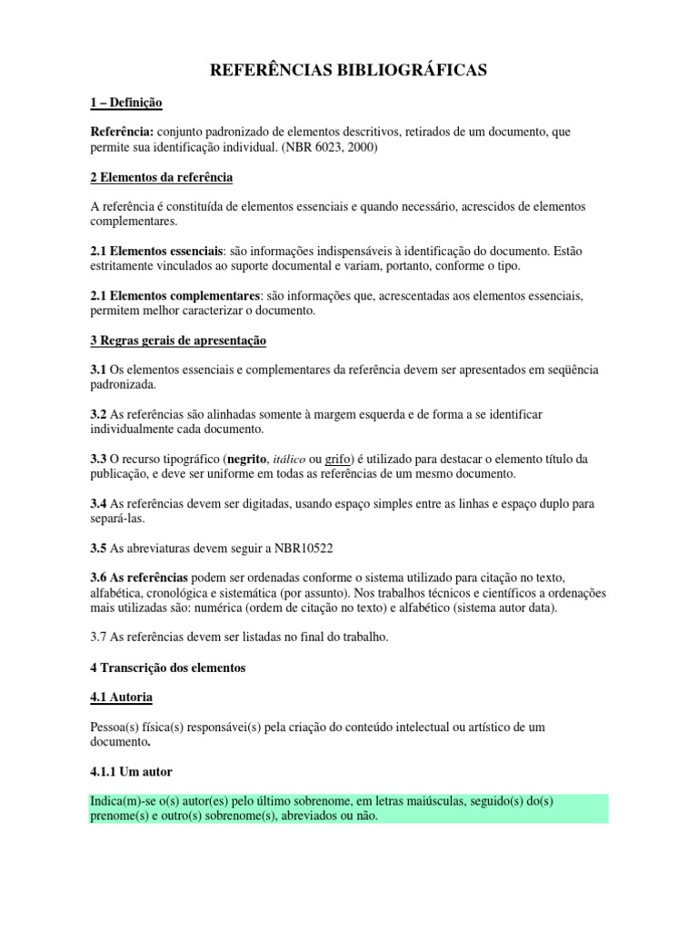 Referencias Bibliograficas Abnt NBR 6023 PDF Encyclop dia