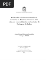 Evaluación de La Concentración de Mercurio en Diversas Marcas de Atún Enlatado Comercializadas en La Ciudad de Cartagena de Indias