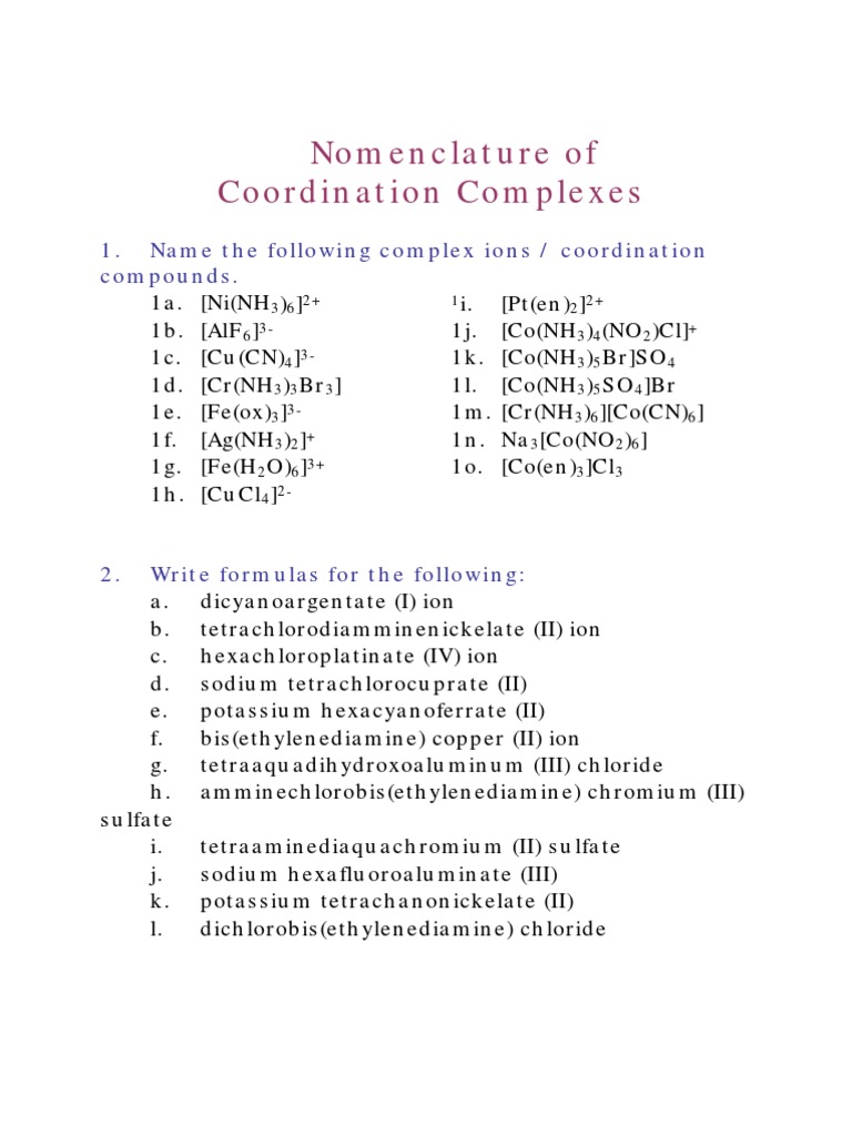 Naming Ligand (Inorganic) | PDF | Science & Mathematics
