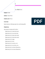 Spatioal Awarness With a Pu'Ili Stick Lesson Plan