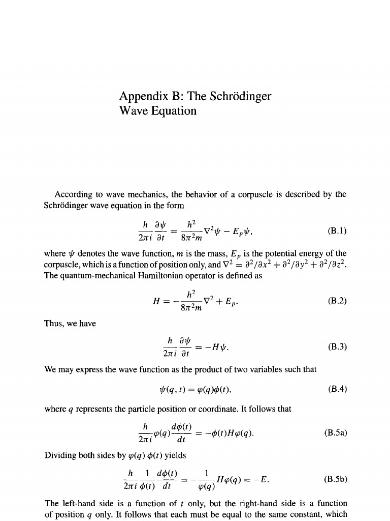 Derivation of the Schrödinger Wave Equation | PDF | Teaching Methods ...