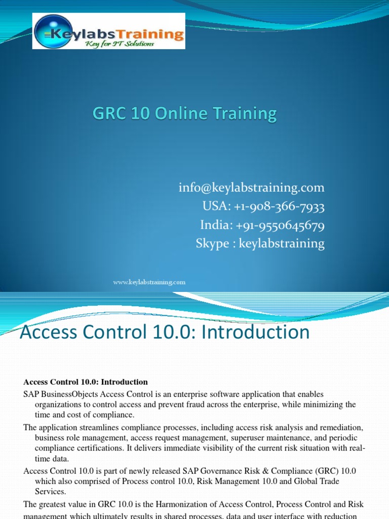 Grc 10 Training Pdf Business Process Sap Se