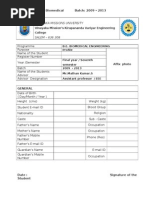 New Bio Data Form Bio Medical Final Year