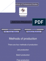 Batch Production: Pioneer Institute of Professional Studies