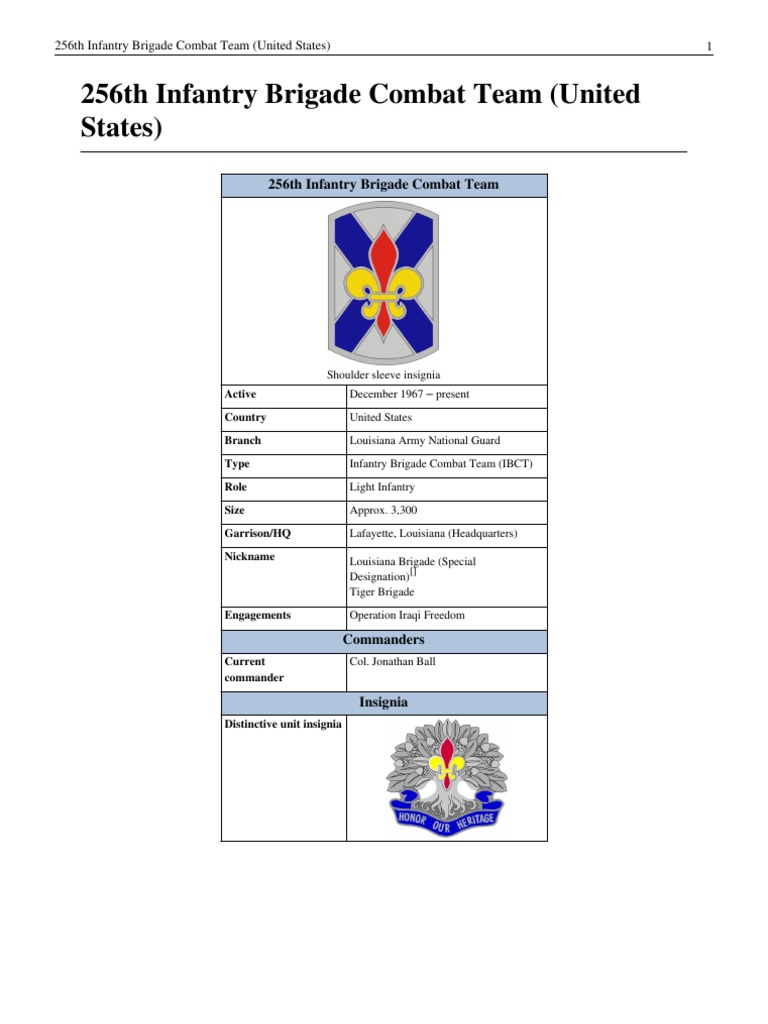 256th Infantry Brigade Combat Team (United States) | PDF | Defense ...