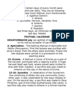 Athenian Festival Calendar