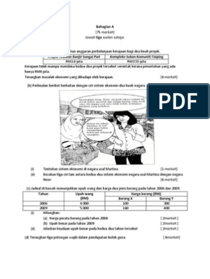 Contoh Soalan Ekonomi Tingkatan 4 Kertas 1