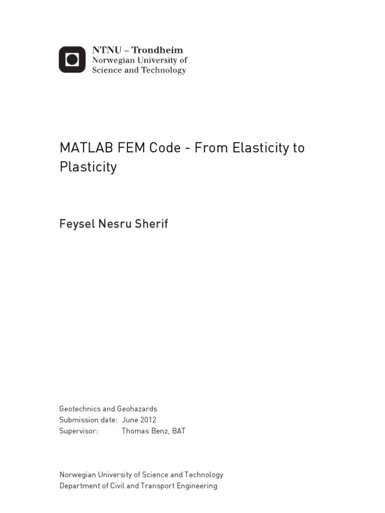 MATLAB FEM Code for Elasto-Plastic Analysis | PDF | Finite Element ...