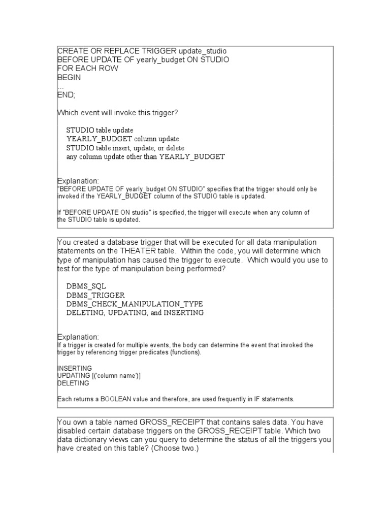 Database Triggers | PDF