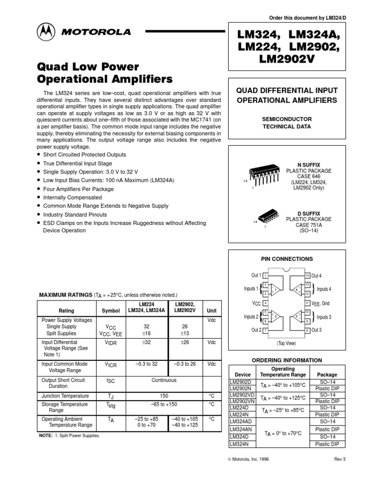 LM324 | PDF | Operational Amplifier | Amplifier