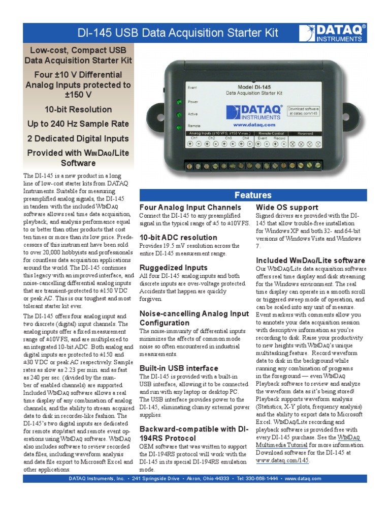 Di 145 Pdf Data Acquisition Microsoft Windows