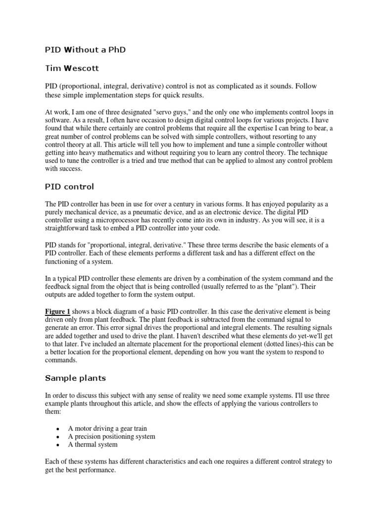 PID Control | PDF