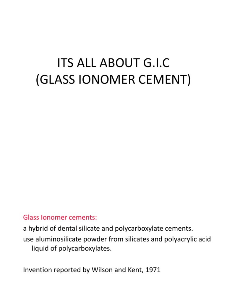 Glass Ionomer Cement PDF Glasses Tooth Enamel