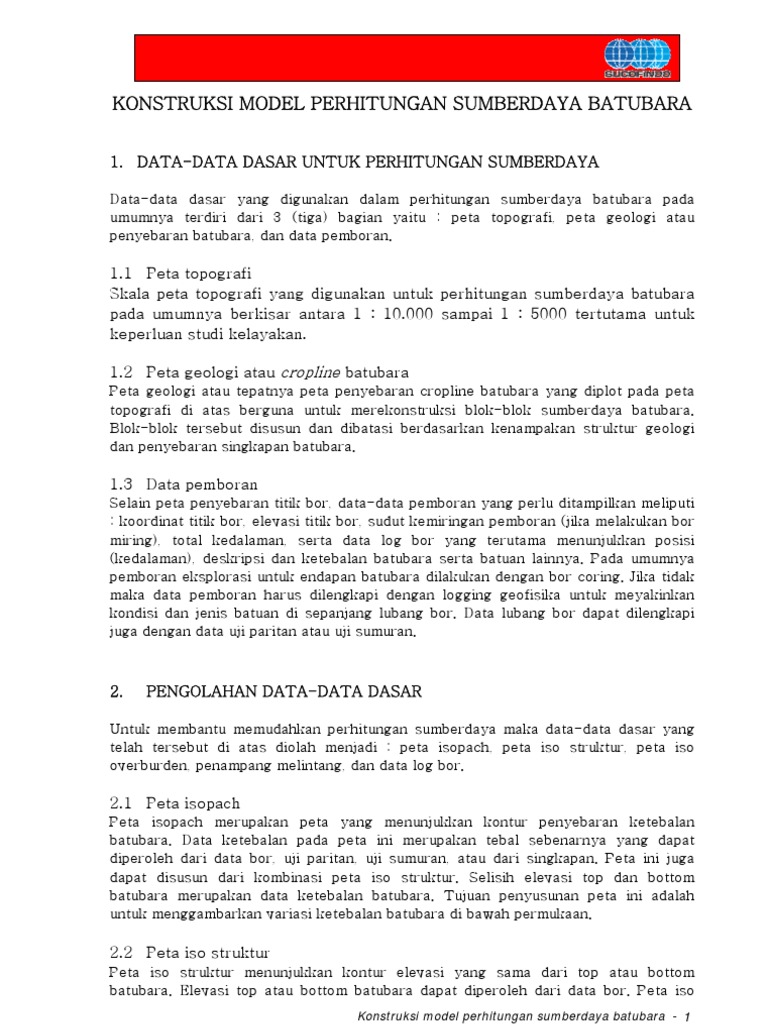 KONSTRUKSI SUMBERDAYA BATUBARA