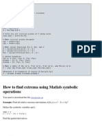 How To Find Extrema Using Matlab Symbolic Operations