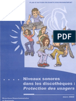 DRASS IdF - Rapport Niveaux sonores dans les discothèques - Protection des usagers - 2002